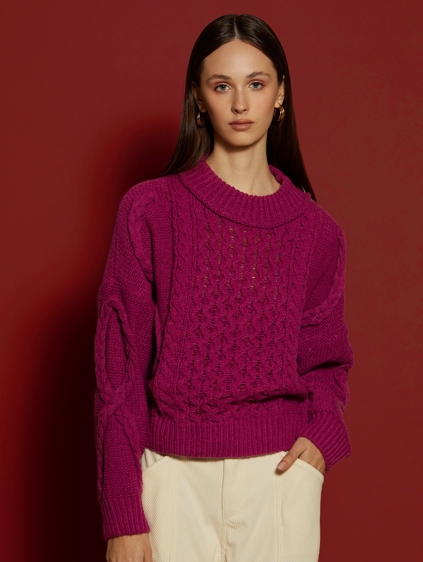 Braided knitted sweater