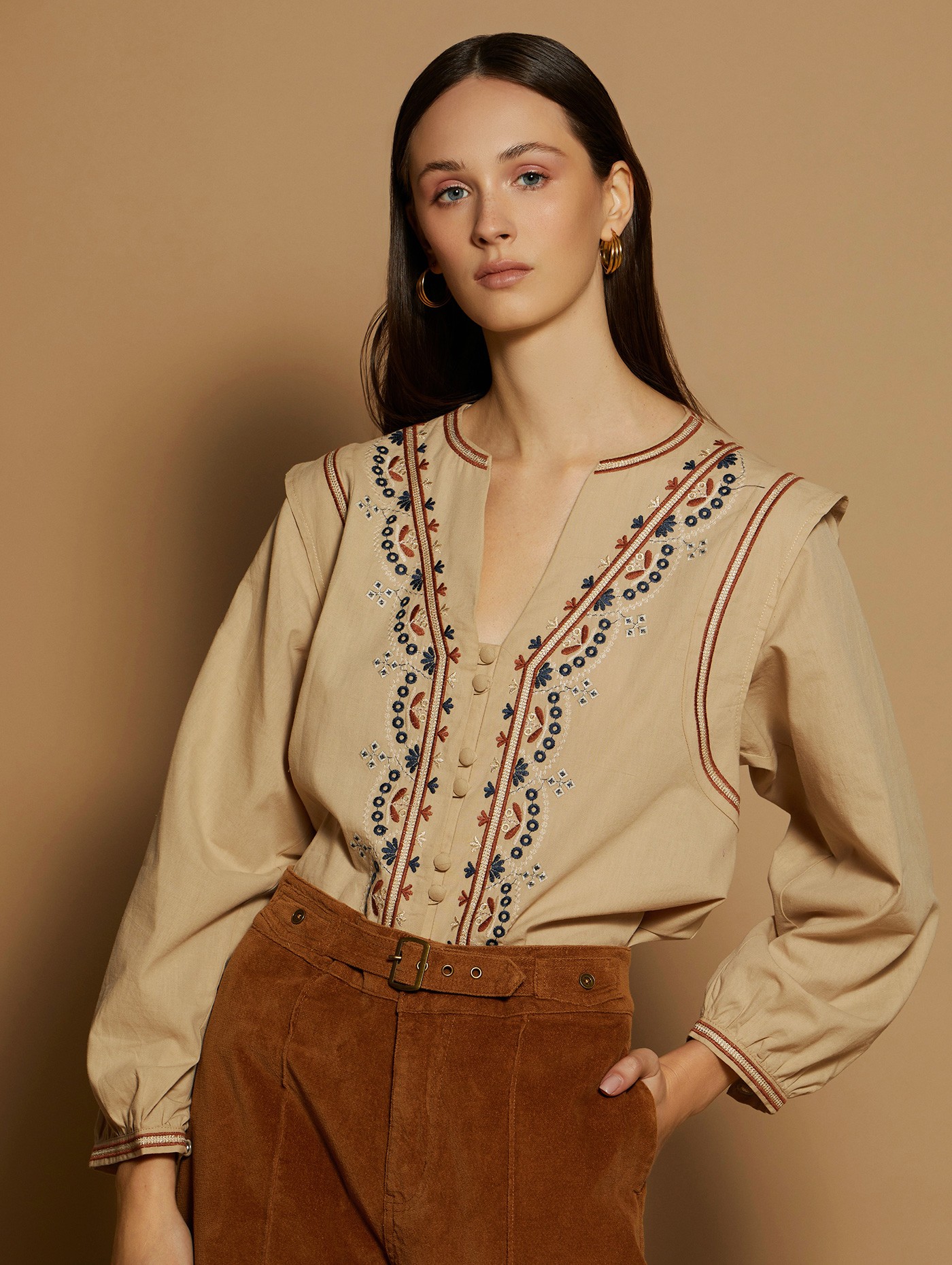 Embroidered cotton blouse