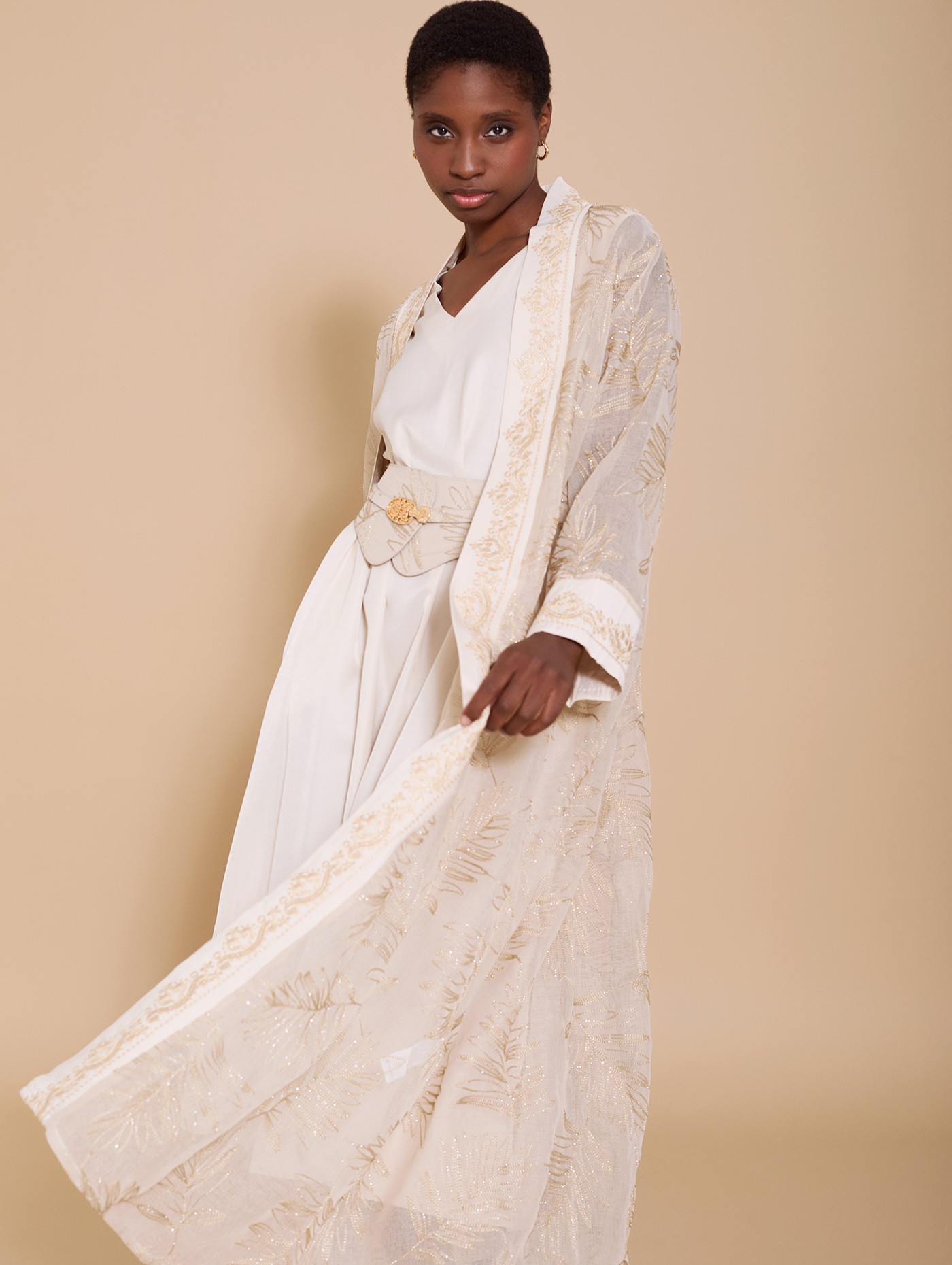 Embroidered kaftan and dress set