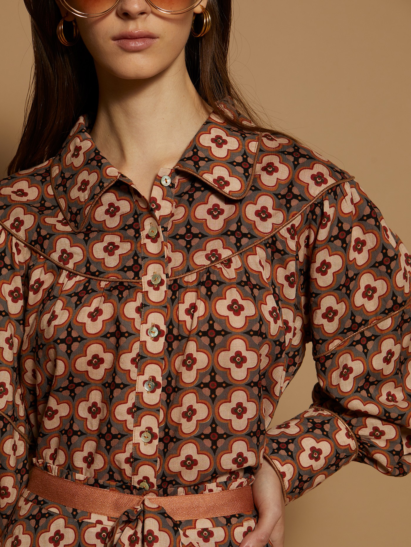 Blusa de algodón estampado