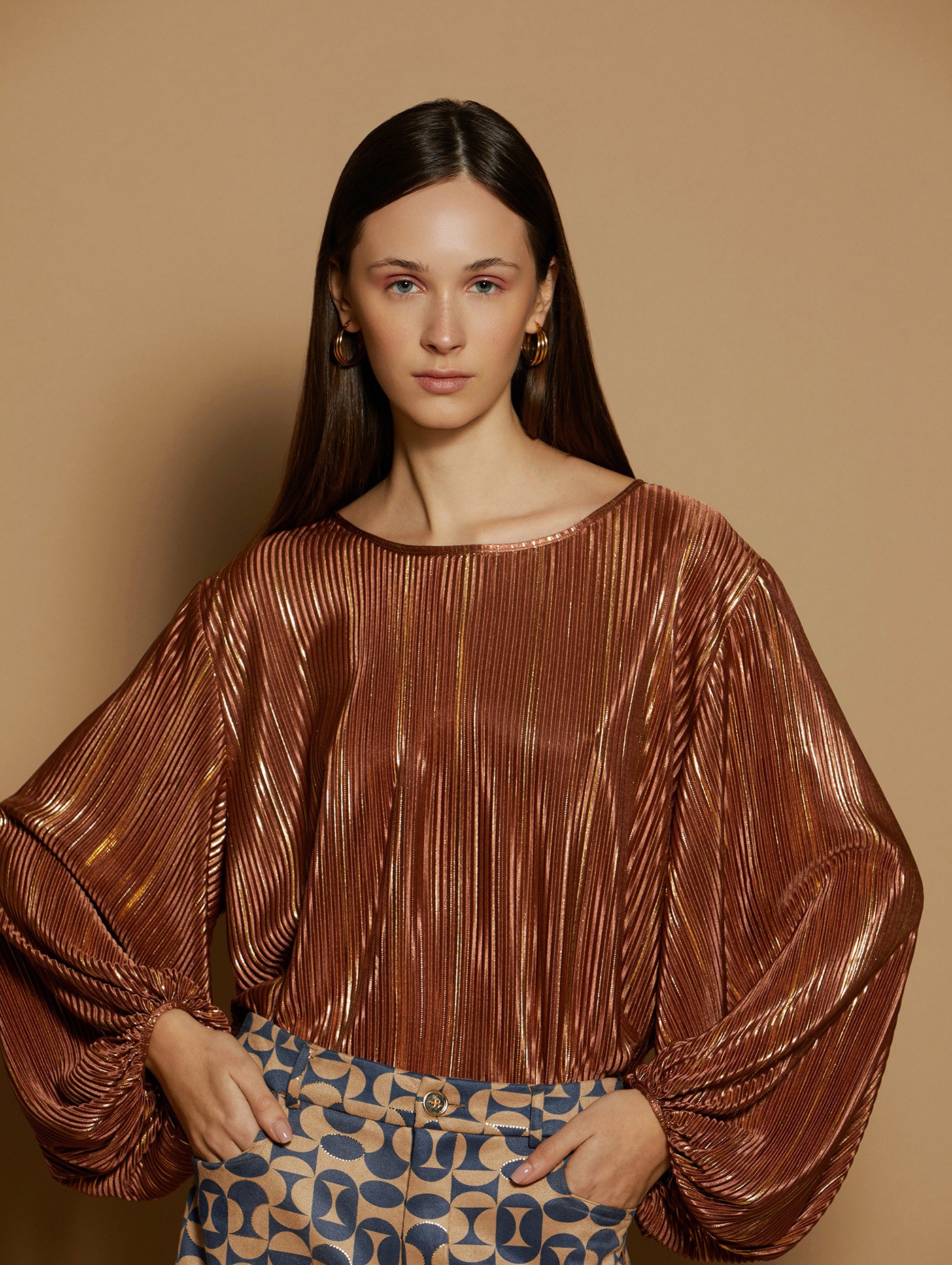 Pleated fabric blouse 6