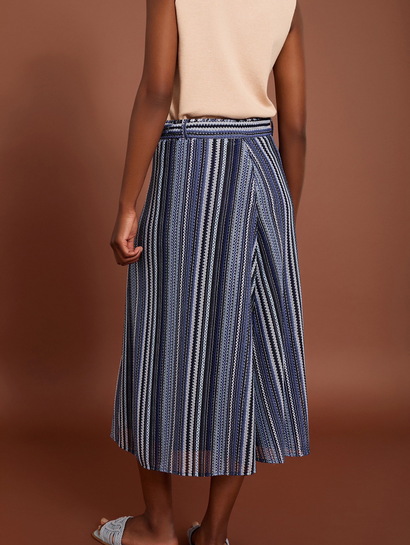 Striped midi skirt with buckle 6