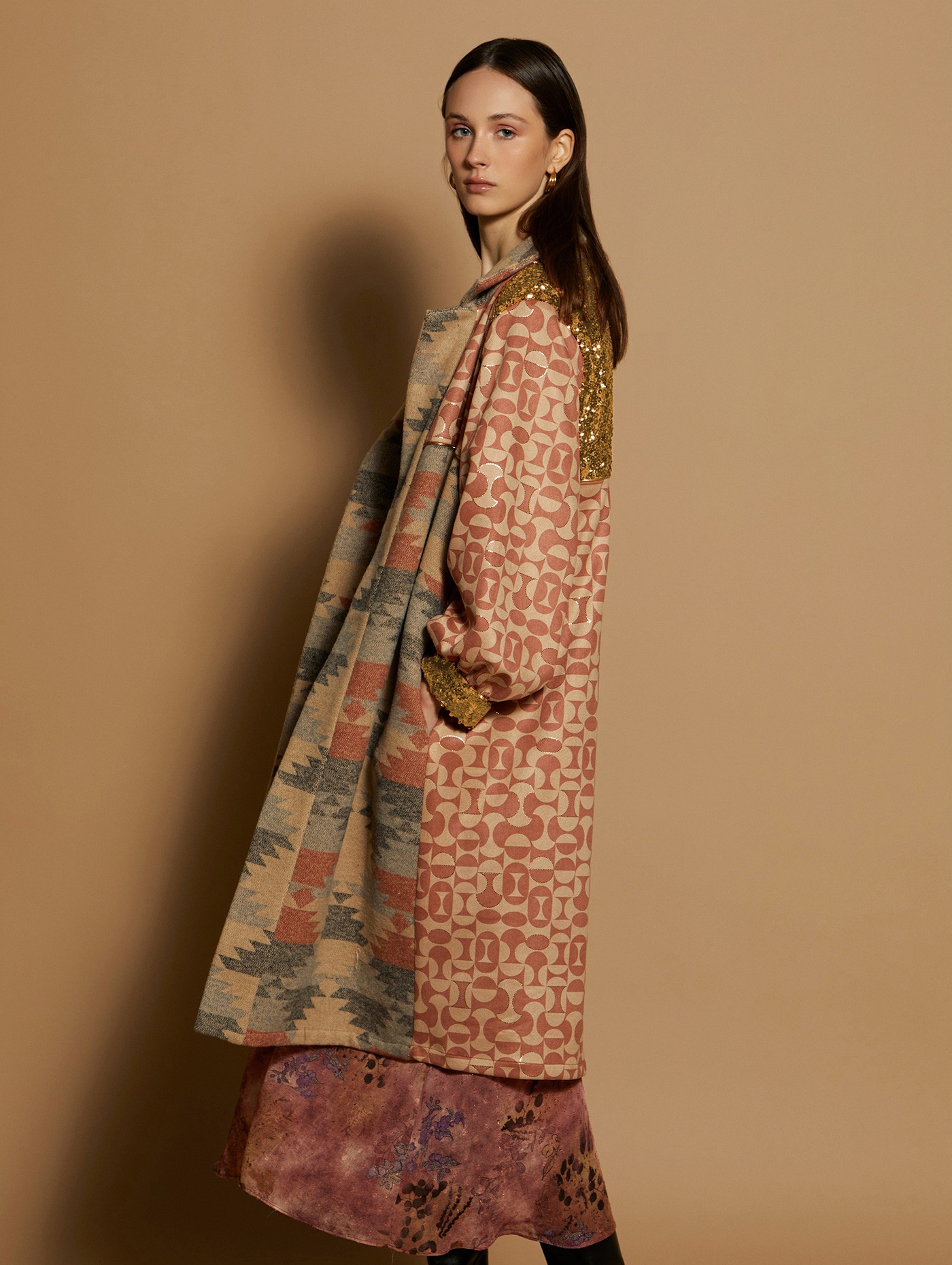 Bi-materia kaftan coat 3