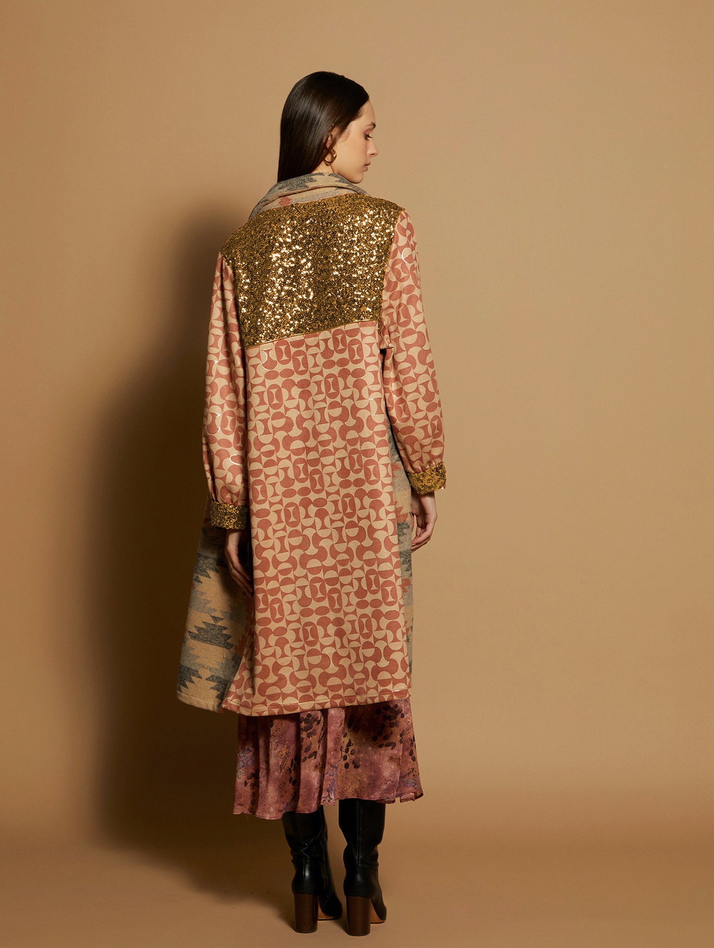 Bi-materia kaftan coat 4