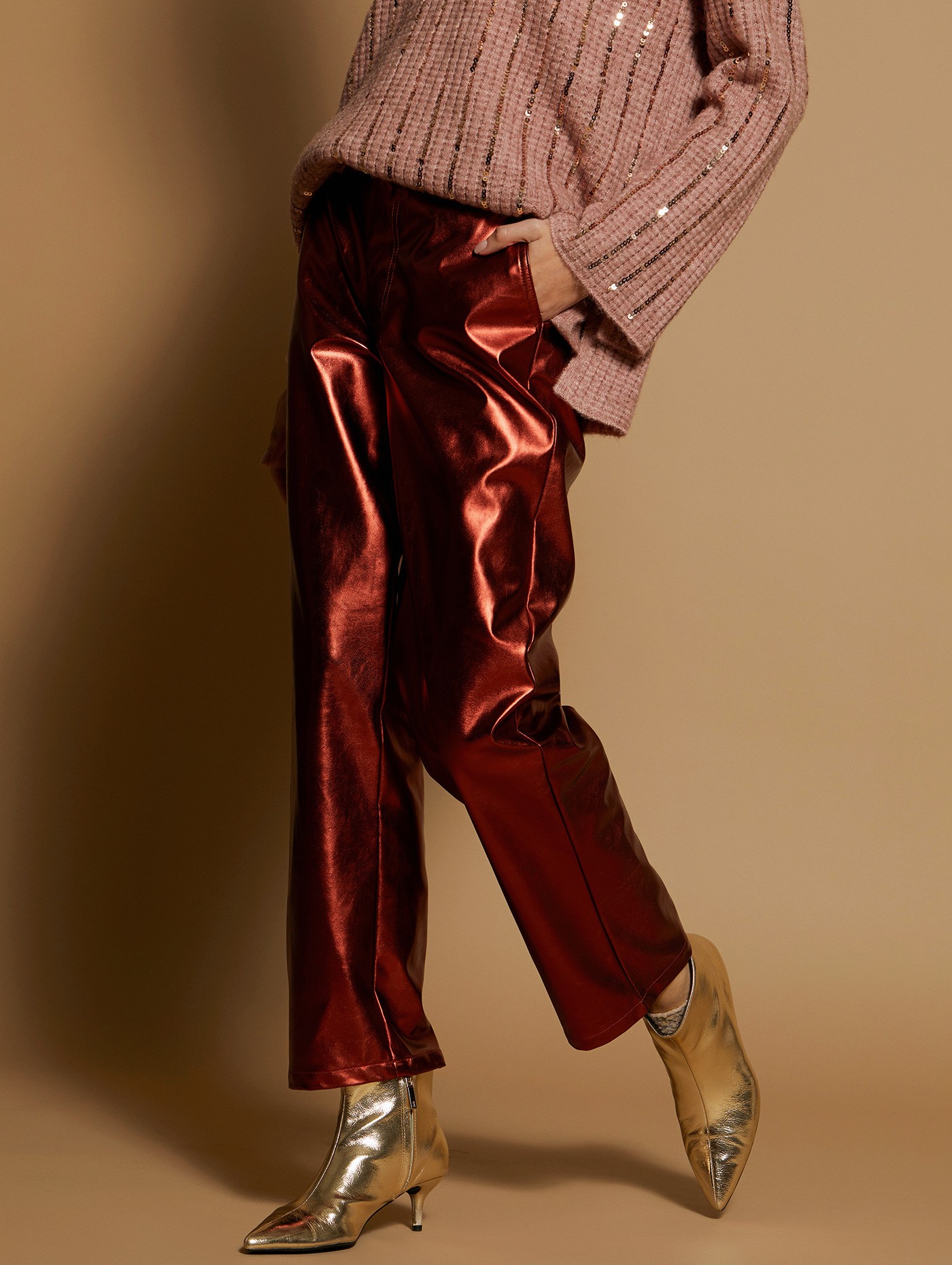 Metallic ankle-length trousers 3