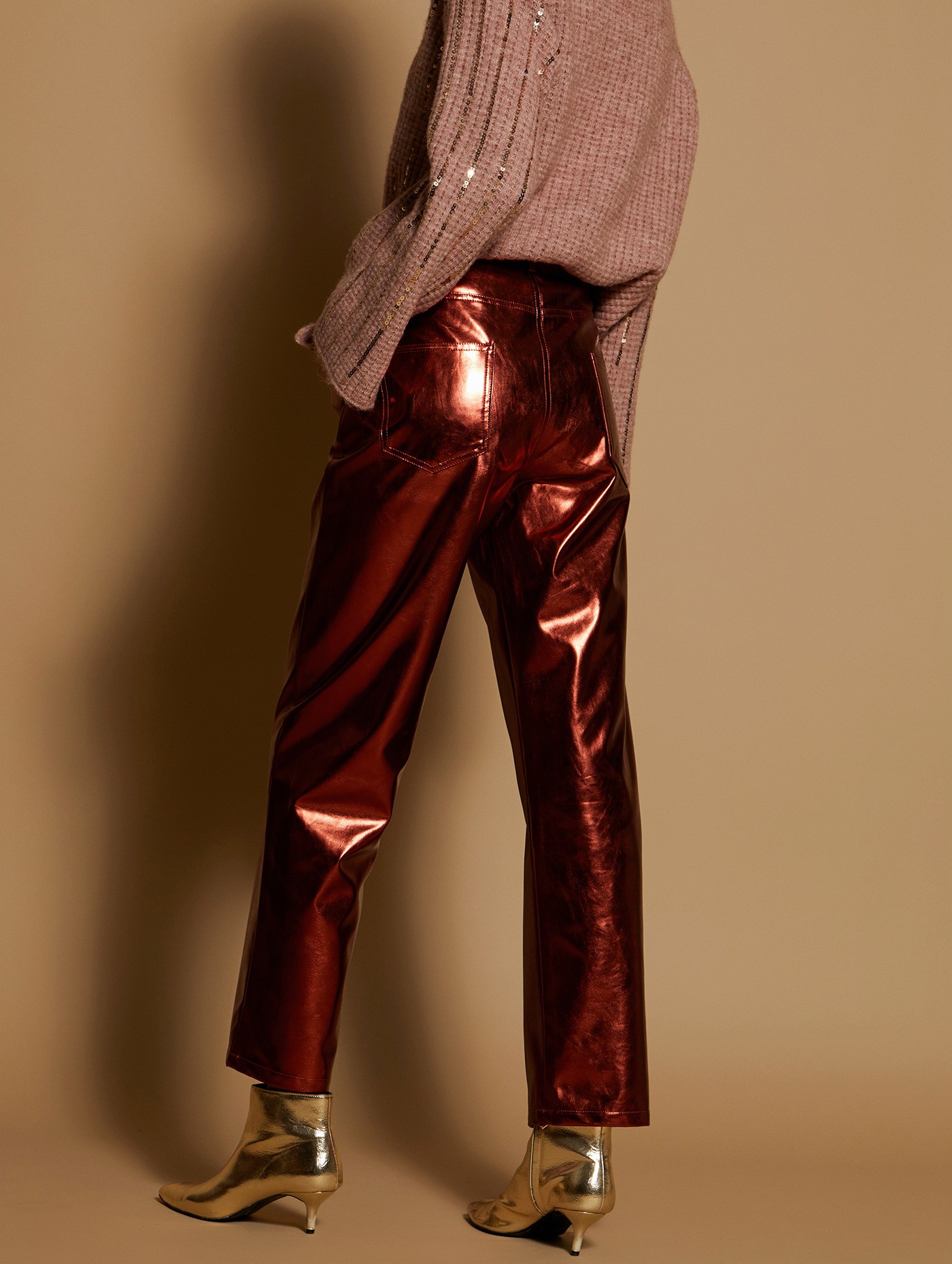 Metallic ankle-length trousers 1