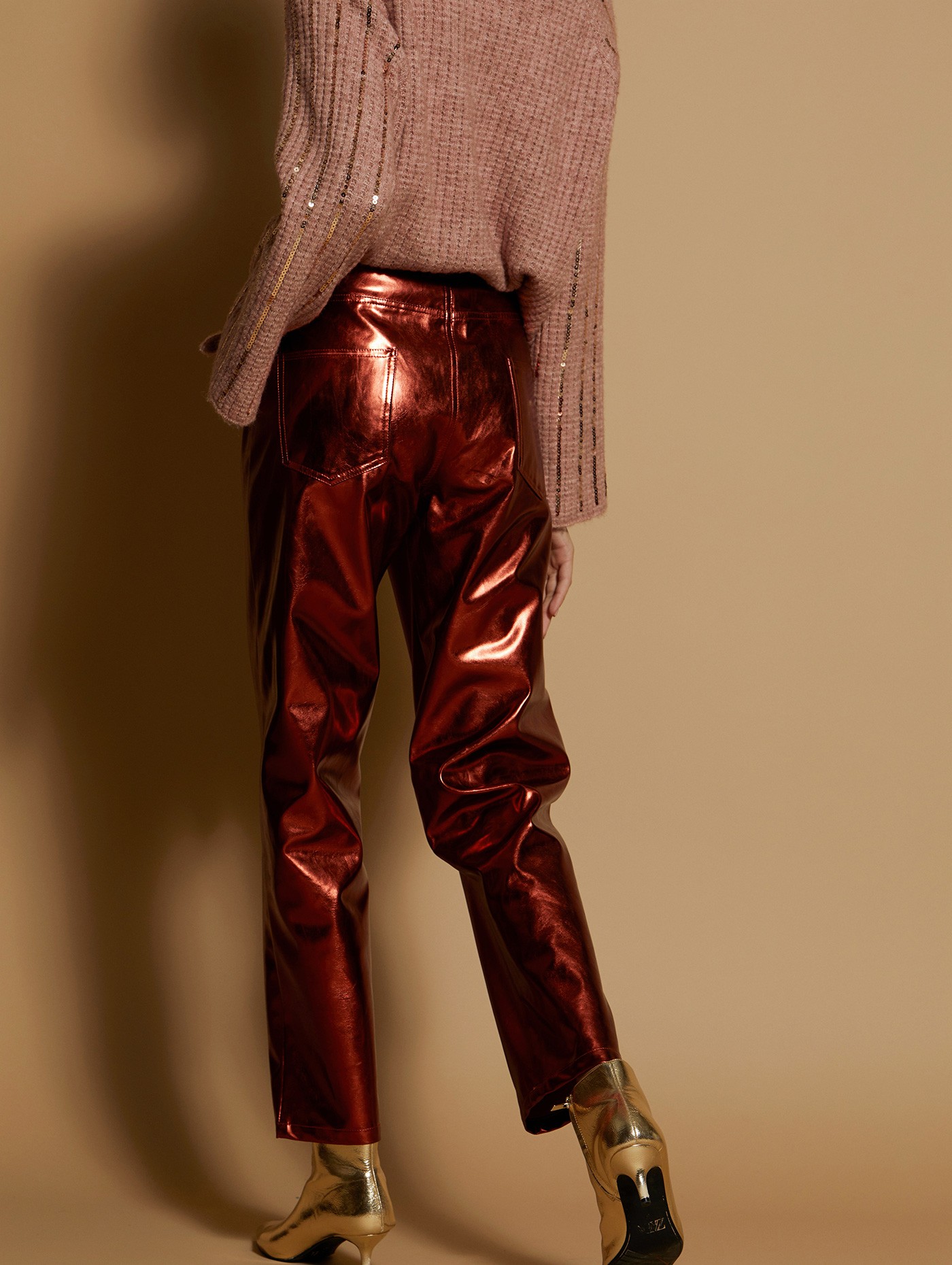 Metallic ankle-length trousers 4