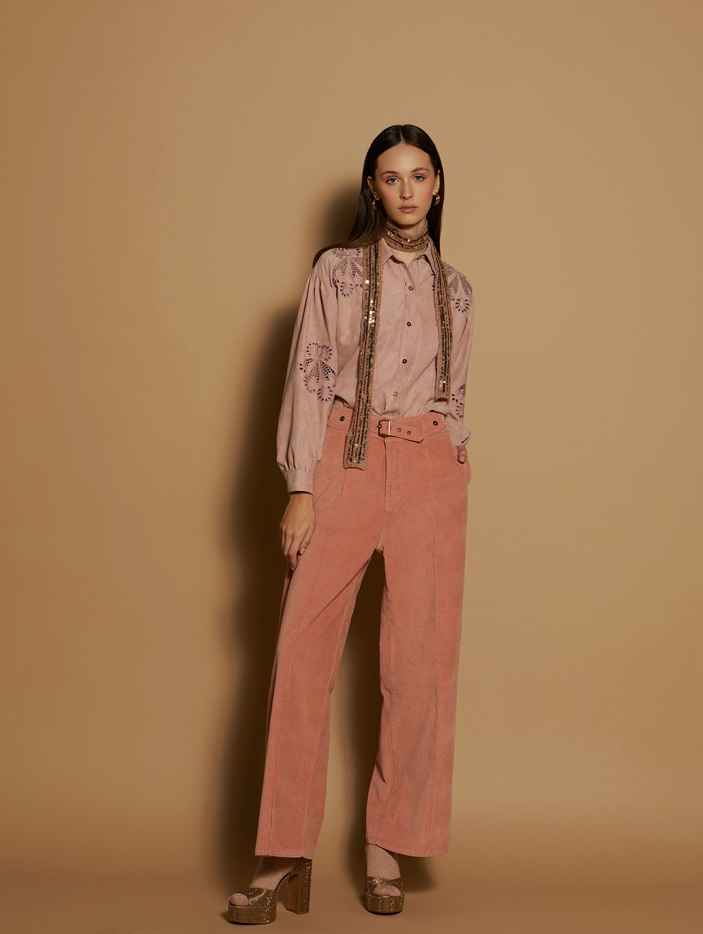 Velvet effect trousers 1