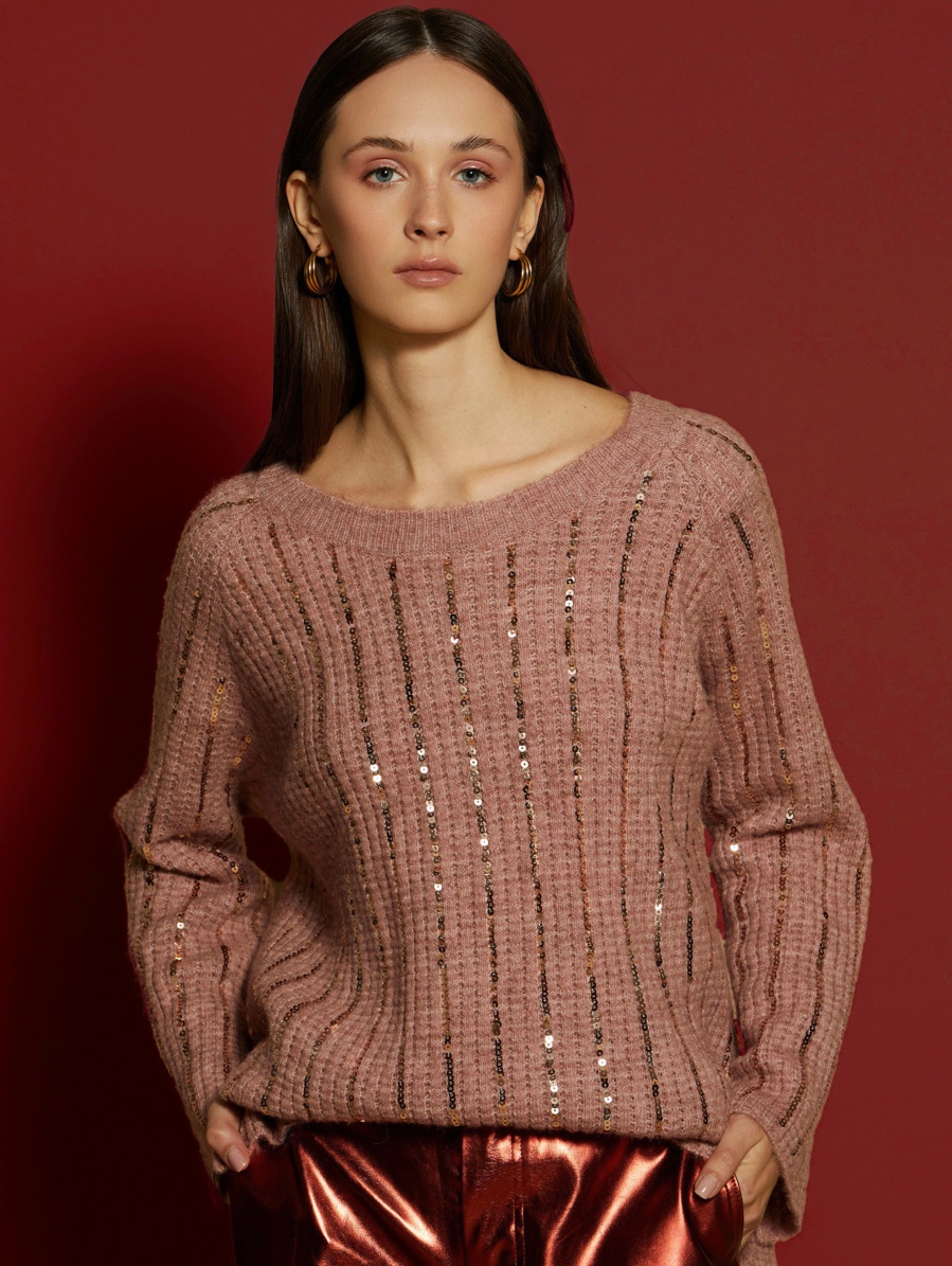 Sweater with sequins embroidery