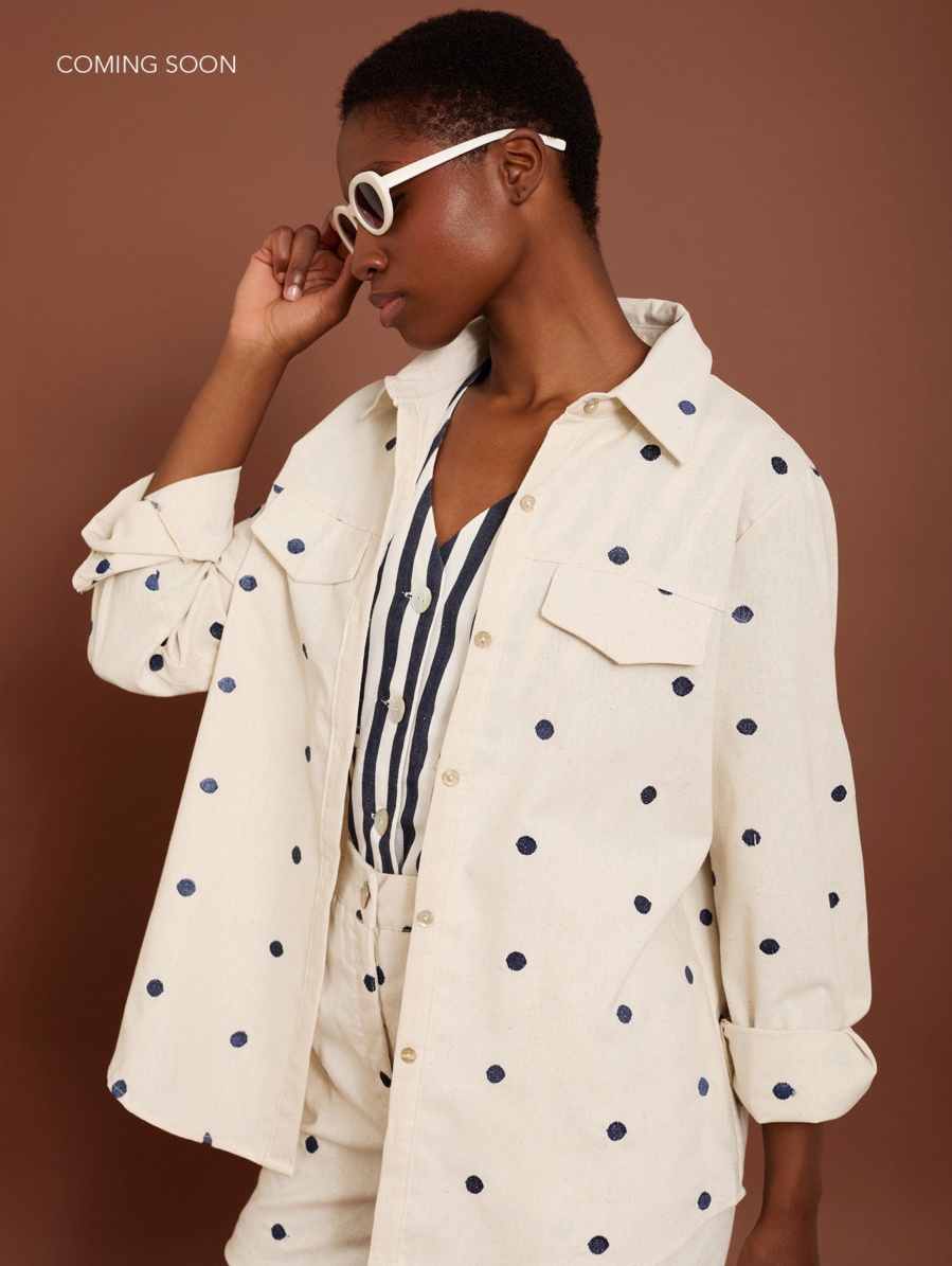 Overshirt with polka dot embroidery