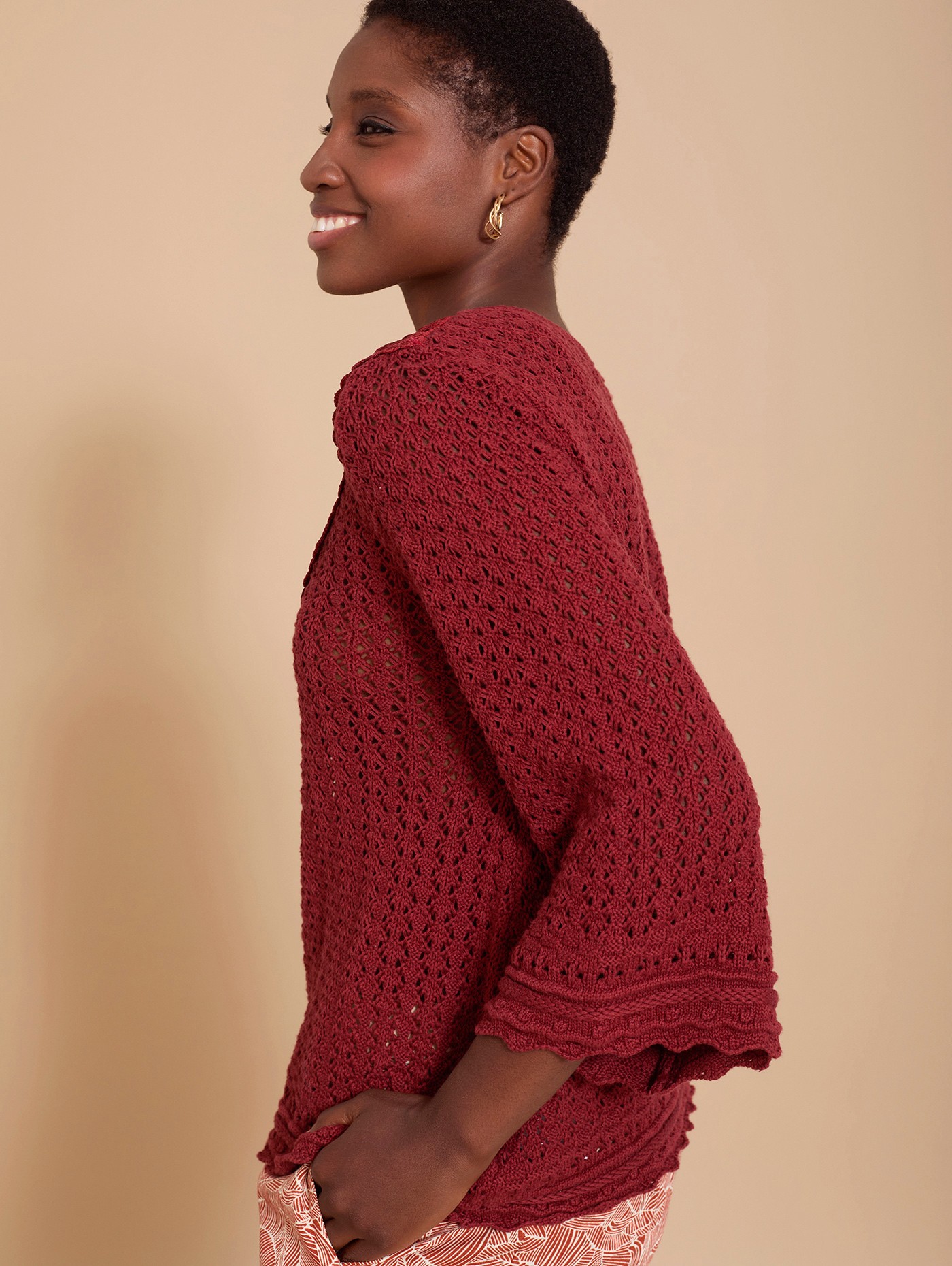 Openwork jumper with guipure collar 4