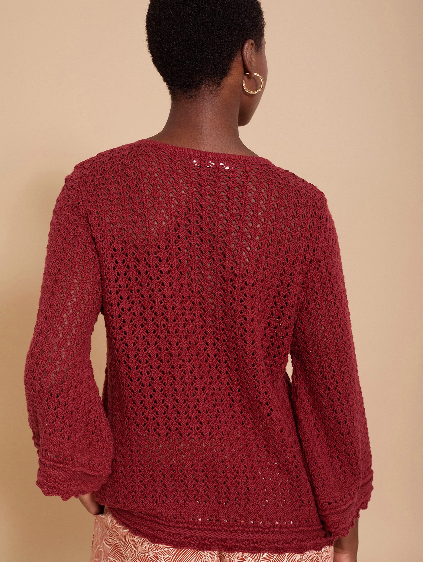 Openwork jumper with guipure collar 3