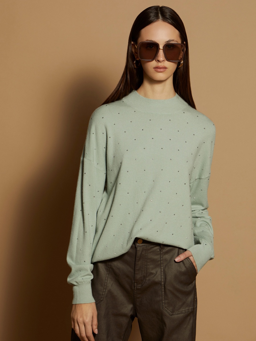 Rhinestone viscose sweater