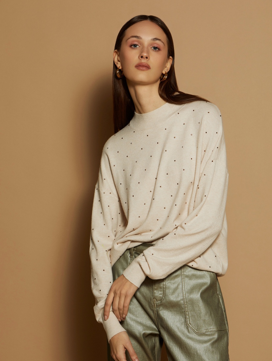 Rhinestone viscose sweater