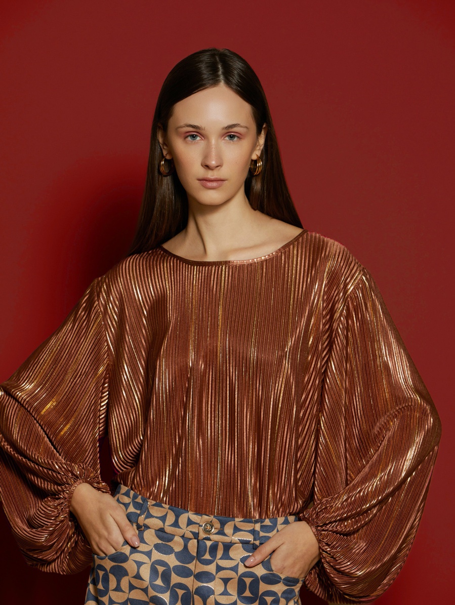 Pleated fabric blouse